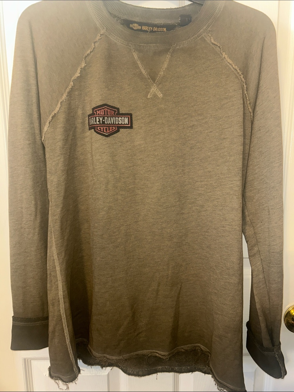 Harley-Davidson Olive Green Long Sleeve Crew Sweatshirt Large